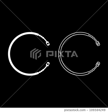 Cable for clutch car pull manual transmission rope part set icon white color vector illustration image solid fill outline contour line thin flat style Cable for clutch car pull manual transmission rope part set icon white color vector illustration image solid fill outline contour line thin flat style 109384249