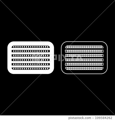 Car radiator vehicle service car parts detail concept set icon white color vector illustration image solid fill outline contour line thin flat style 109384262