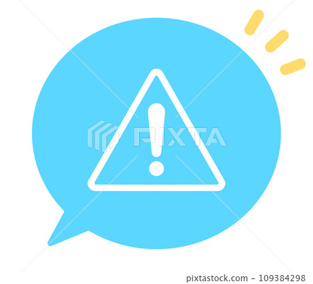 Simple light blue warning mark and speech bubble 109384298