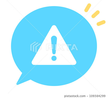 Simple light blue warning mark and speech bubble 109384299