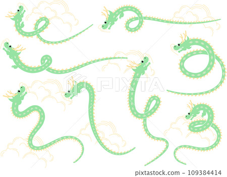 2024 New Year's Card Dragon Year Background Illustration Set 2024 New Year's Card Dragon Year Background Illustration Set 109384414
