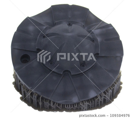 Black abstract object printed on 3D printer from photopolymer isolated on white background. SLA. Model 3D printed from liquid resins. Progressive additive 3D printer printing technology. Sla-printing. 109384976