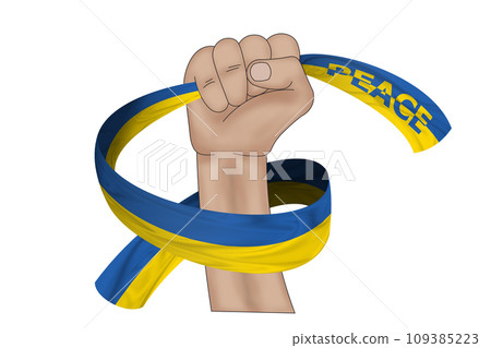 3D Flag of Ukrainian in the concept of peace in Ukraine 3D Flag of Ukrainian in the concept of peace in Ukraine 109385223
