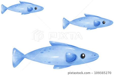 Cute fish under the sea watercolor illustration Cute fish under the sea watercolor illustration 109385270