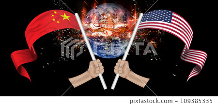 3D Flag of China and USA 109385335