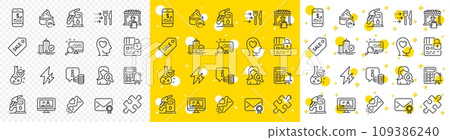 Outline Puzzle, Calculator alarm and Uv protection line icons pack for web with Mental health, Love letter, Search line icon. Moisturizing cream, Mobile finance, Chemistry lab pictogram icon. Vector Outline Puzzle, Calculator alarm and Uv protection line icons pack for web with Mental health, Love letter, Search line icon. Moisturizing cream, Mobile finance, Chemistry lab pictogram icon. Vector 109386240