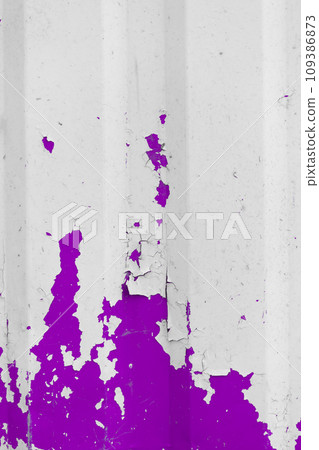 Purple peeling old paint metal surface fence texture background white pink flakes Purple peeling old paint metal surface fence texture background white pink flakes 109386873