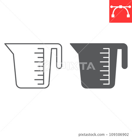 Measuring cup line and glyph icon, kitchen and kitchenware, measuring cup vector icon, vector graphics, editable stroke outline sign, eps 10 109386902