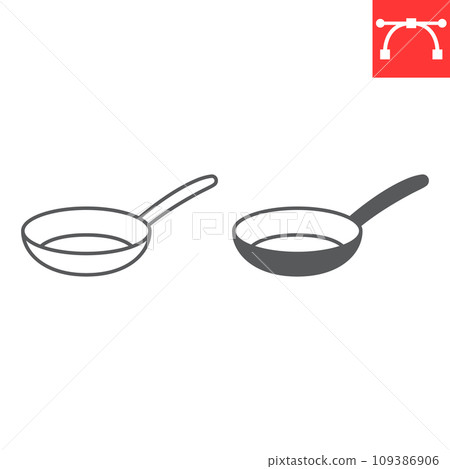 Frying pan line and glyph icon, kitchen and kitchenware, fry pan vector icon, vector graphics, editable stroke outline sign, eps 10 Frying pan line and glyph icon, kitchen and kitchenware, fry pan vector icon, vector graphics, editable stroke outline sign, eps 10 109386906