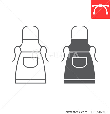 Apron line and glyph icon, kitchen and housewife, apron vector icon, vector graphics, editable stroke outline sign, eps 10. 109386918