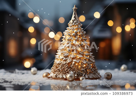 Christmas tree at the street at Christmas night 109386973