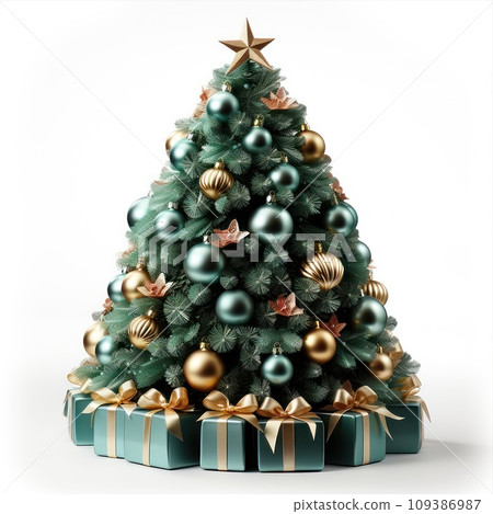 Decorative Christmas Tree isolated on white background Decorative Christmas Tree isolated on white background 109386987