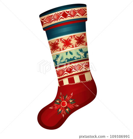 Christmas stocking isolated on white background 109386991