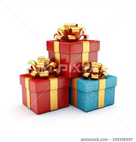 Gift box isolated on white background. Packaging with bow and ribbon. Gift box isolated on white background. Packaging with bow and ribbon. 109386997