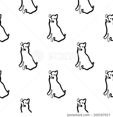 Seamless pattern with dogs illustration in line Seamless pattern with dogs illustration in line 109387017