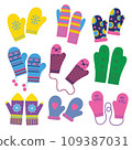 A set of winter children s mittens. Hello winter. Flat vector illustration. Design elements 109387031