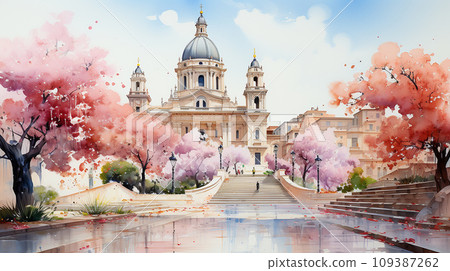 touristic card of Rome views, Italy, Ai generated 109387262