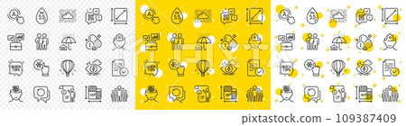 Outline Floor plan, Survey and Ph neutral line icons pack for web with Square area, Air balloon, Quick tips line icon. Group, Cloud system, Anxiety pictogram icon. Brain working. Vector 109387409