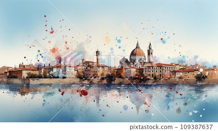 view of Florence, Italy, Ai generated 109387637
