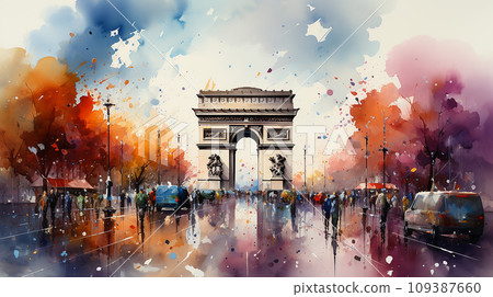 Arc of Triumph in Paris, France, Ai generated 109387660
