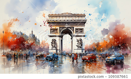 Arc of Triumph in Paris, France, Ai generated 109387661