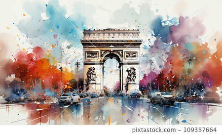 Arc of Triumph in Paris, France, Ai generated 109387664
