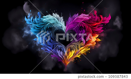 Heart with Wings Abstract Smoke Background 109387843