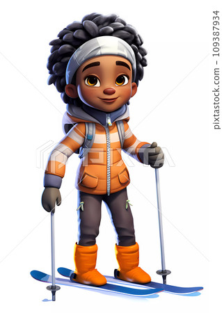 Cute Skiing Boy Dressed in Winter Clothes - Stock Illustration  [109387942] - PIXTA