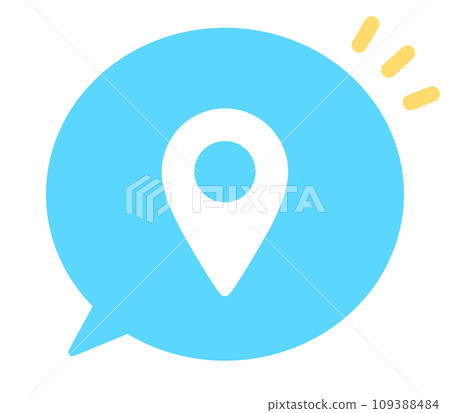 簡單的淺藍色地圖標記和語音氣泡 109388484
