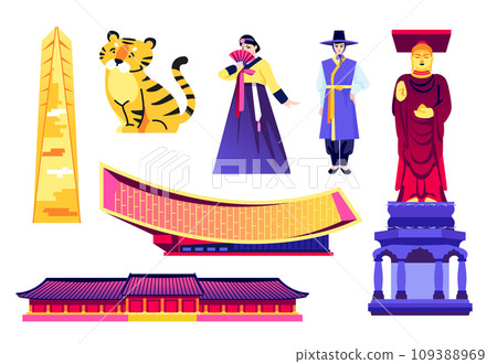 Welcome to South Korea - flat design style objects set Welcome to South Korea - flat design style objects set 109388969