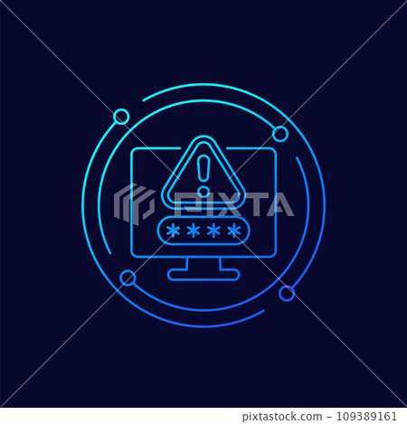 password warning icon, linear design 109389161