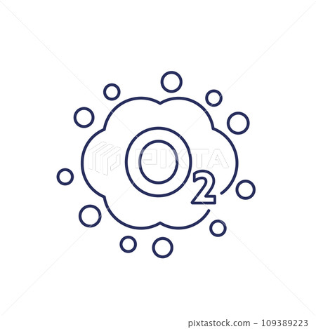 oxygen gas line icon with a cloud oxygen gas line icon with a cloud 109389223