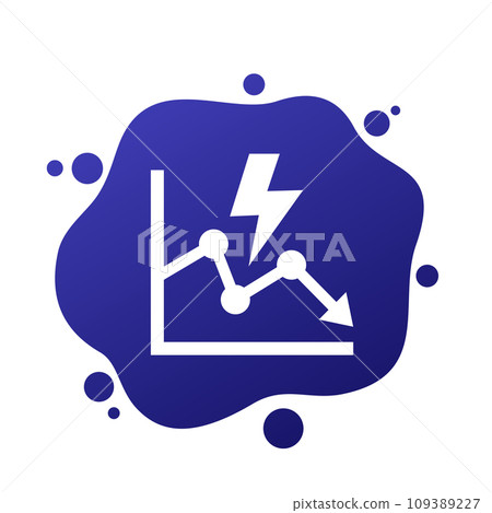 power consumption decrease, reduction icon, vector power consumption decrease, reduction icon, vector 109389227