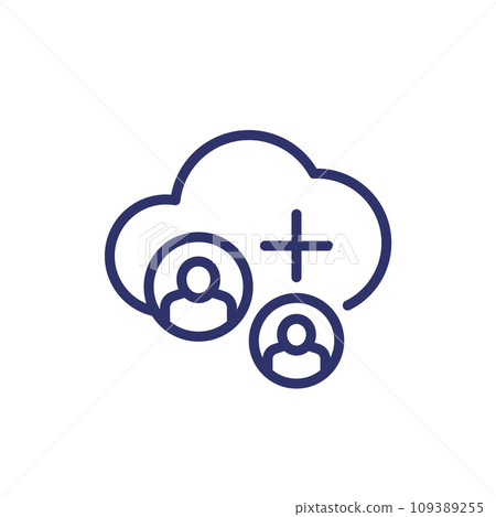 collect user data in a cloud line icon 109389255