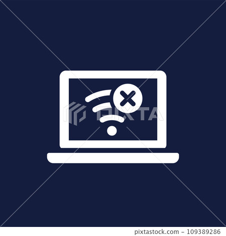 no wi-fi connection icon with a laptop no wi-fi connection icon with a laptop 109389286