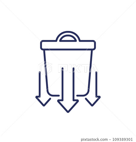 Reducing waste line icon with a trash bin 109389301