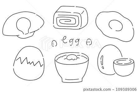 Loose simple egg dish set line drawing 109389306