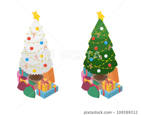 等距插畫： 聖誕樹 109389312