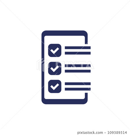 online survey icon with a phone on white online survey icon with a phone on white 109389314