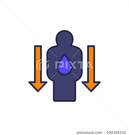 dehydration or low body water icon, vector 109389320