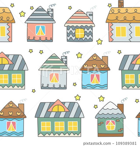 City street with cute houses seamless pattern City street with cute houses seamless pattern 109389381