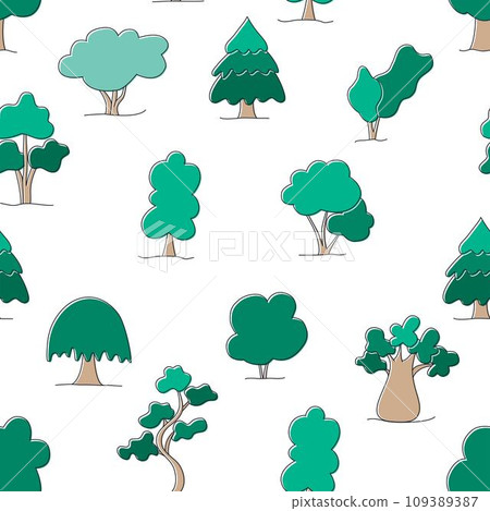 Various trees seamless pattern vector illustration 109389387