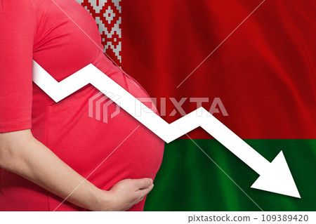 Pregnant woman on Belarusian flag background Pregnant woman on Belarusian flag background 109389420