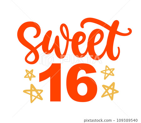 Sweet Sixteen birthday party hand lettering Sweet Sixteen birthday party hand lettering 109389540