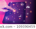Digital transformation change management, internet of things. new technology bigdata and business process strategy, customer service management, cloud computing, smart industry. Ai technology. 109390459