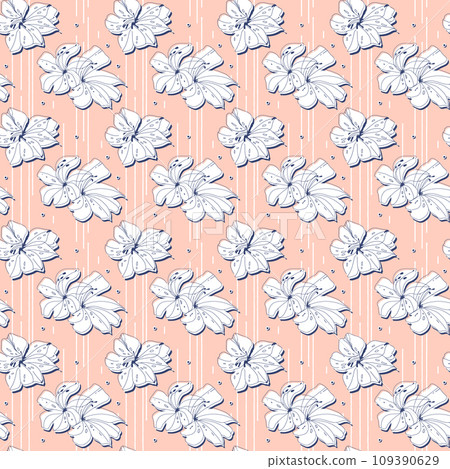 Seamless vector pattern with hand drawn blossom lilies on pink background Seamless vector pattern with hand drawn blossom lilies on pink background 109390629