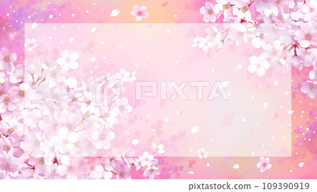 Gorgeous frame background of cherry blossoms Sakura blizzard 16:9 Gorgeous frame background of cherry blossoms Sakura blizzard 16:9 109390919