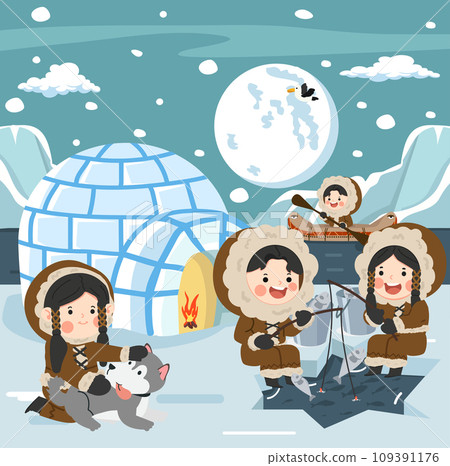 north arctic people in traditional eskimos 109391176