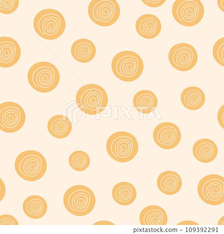 Hypnosis seamless pattern in doodle style. Yellow shapes. Abstract background. Vector illustration. Hypnosis seamless pattern in doodle style. Yellow shapes. Abstract background. Vector illustration. 109392291