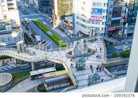 Hachioji Station North Exit Pedestrian Deck High Angle 109392376